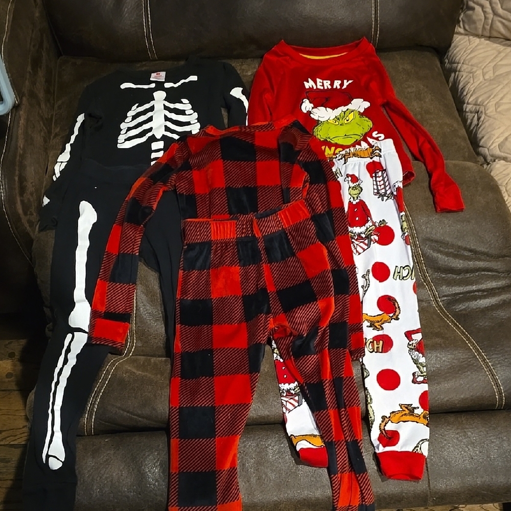 Kids Pajama Set - Skeleton, Plaid, and Grinch